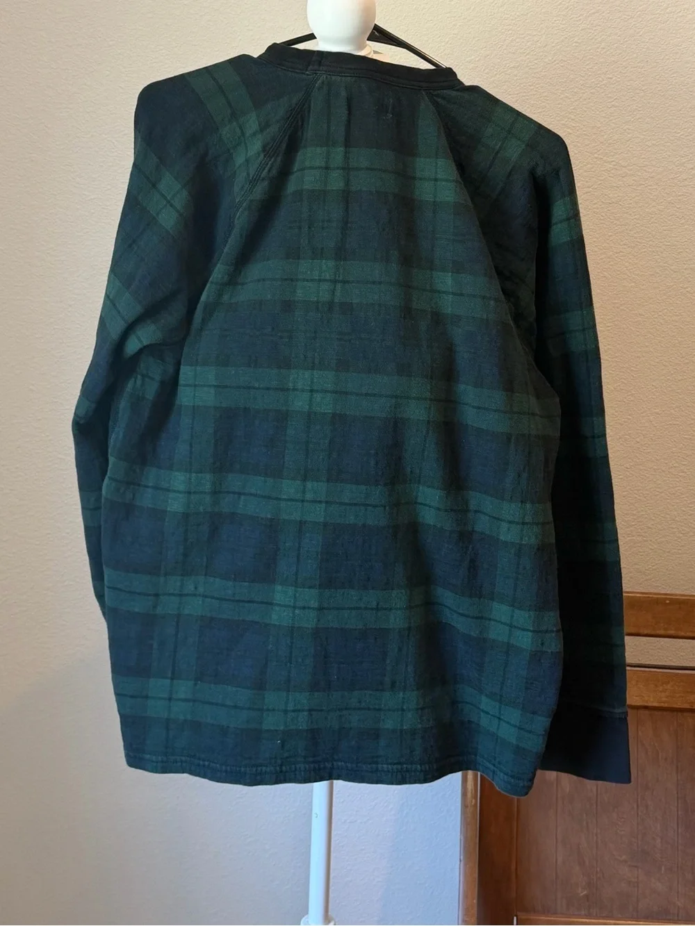 J. Crew Black and Green Plaid Double Knit Lounge Long-Sleeve Pajama Top